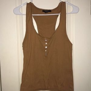 Mustard Yellow Buttoned Racerback Cropped Tank